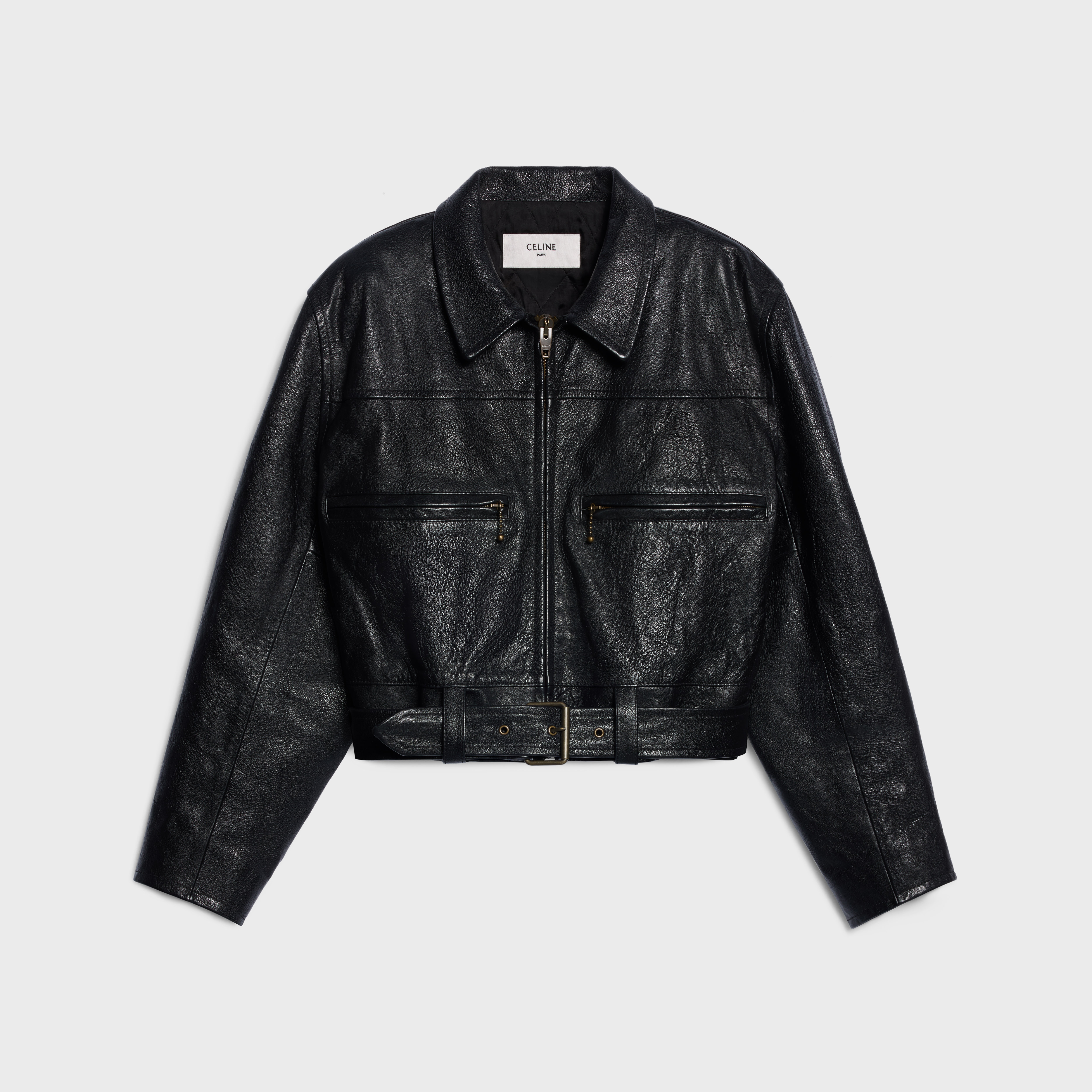 CELINE ブラック ジャケット cropped jacket IN calfskin - BLACK | CELINE